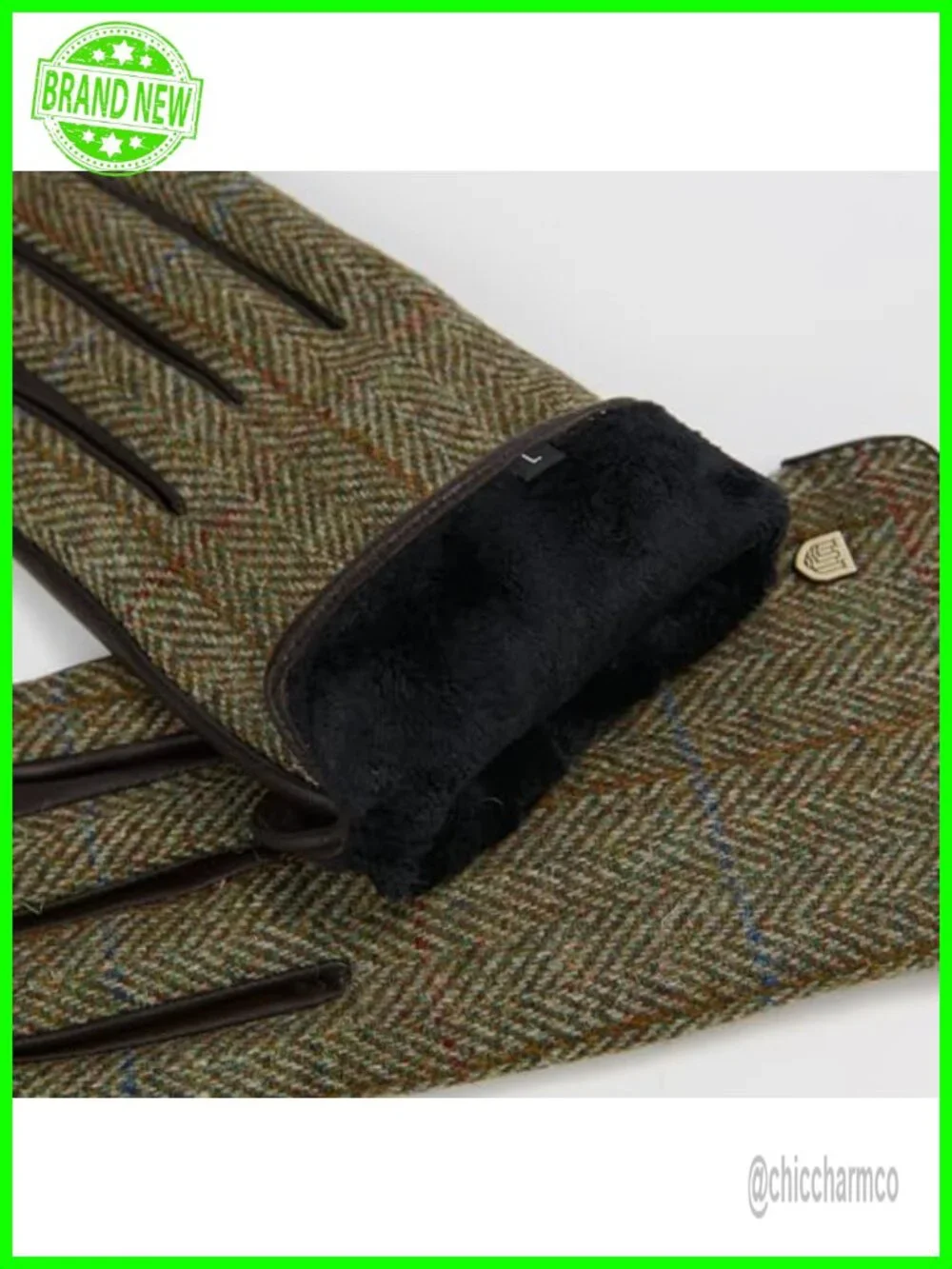 Harris Tweed Gloves Leather Palm Touchscreen Wool